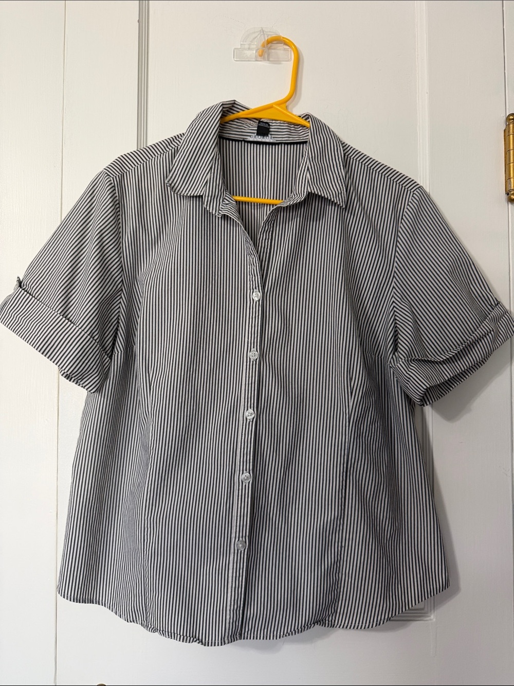 George Black & White Striped Collared Shirt